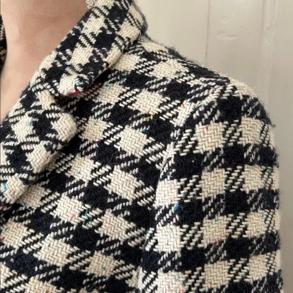 New Talbots Black and White Plaid Blazer wool blend - Picture 4 of 8
